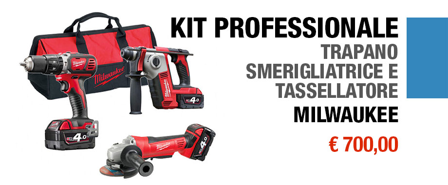 Kit Trapano, Smerigliatrice e Tassellatore